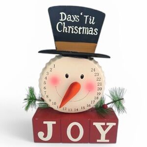 Snowman Christmas Countdown Holiday Decoration Painted Metal Home Decor EUC